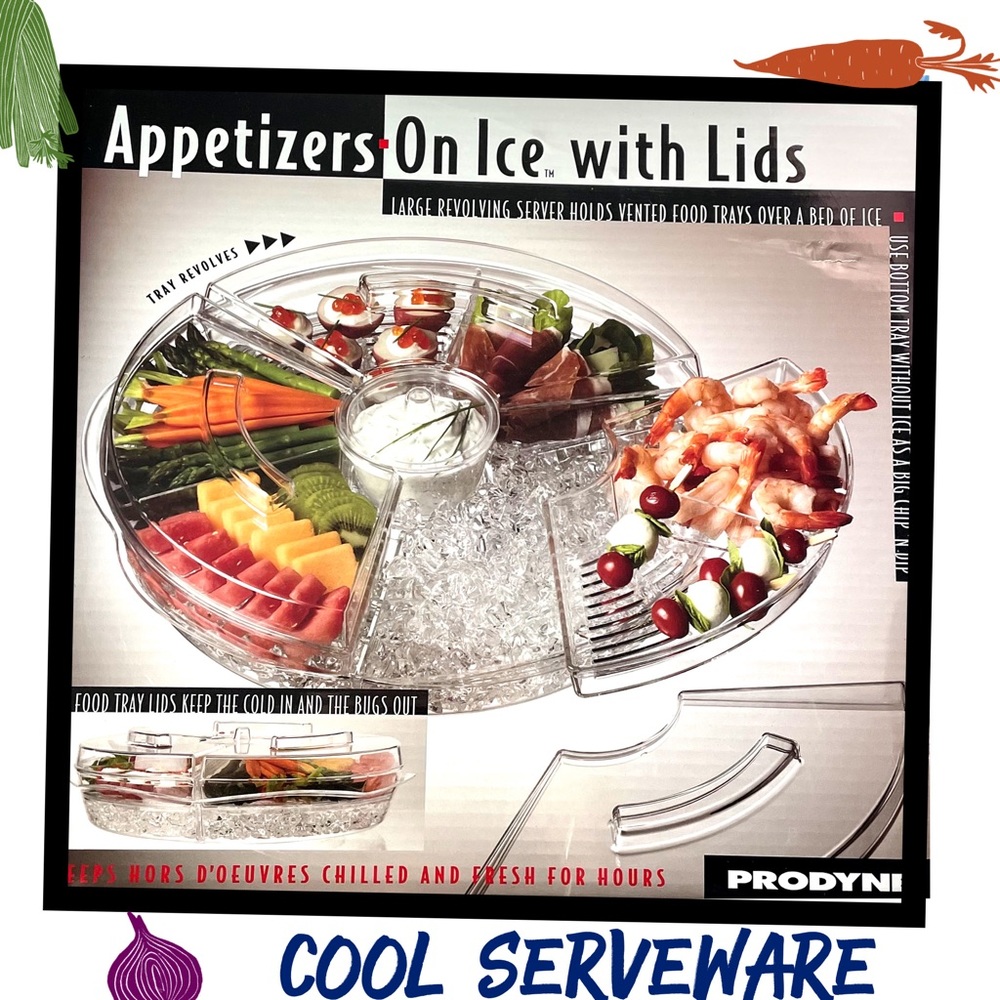 Prodyne Appetizers On Ice with Lids, 16", Clear